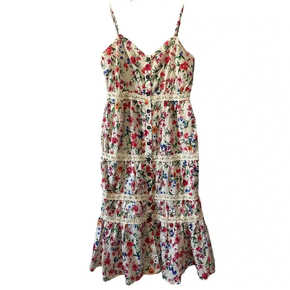 LOVERS + FRIENDS Lani Floral Midi Dress in Peony Floral sz M NWT - Picture 4 of 10